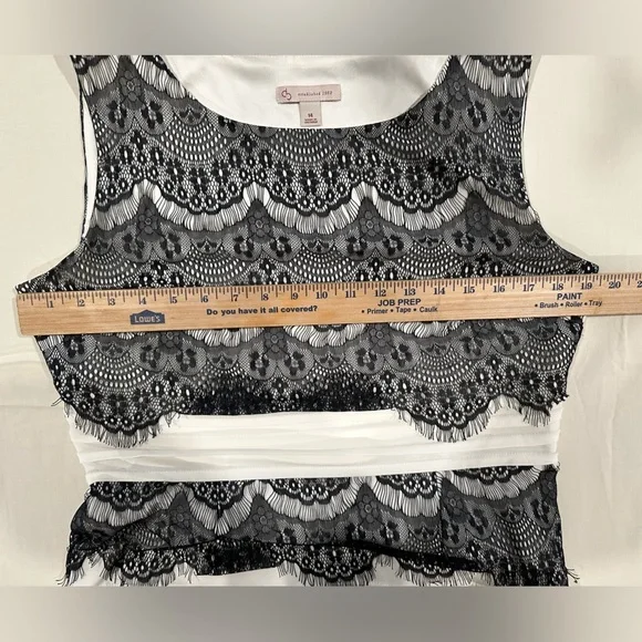 Dressbarn black and ivory lace dress size 14 - Picture 3 of 6